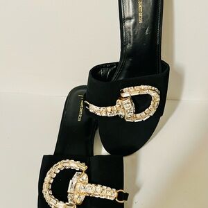 Giuseppe Zanotti Black Sandals with Gold Embellishment
